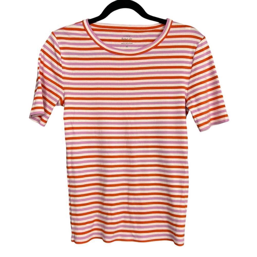 J Crew 100% Cotton Striped Tee Size M